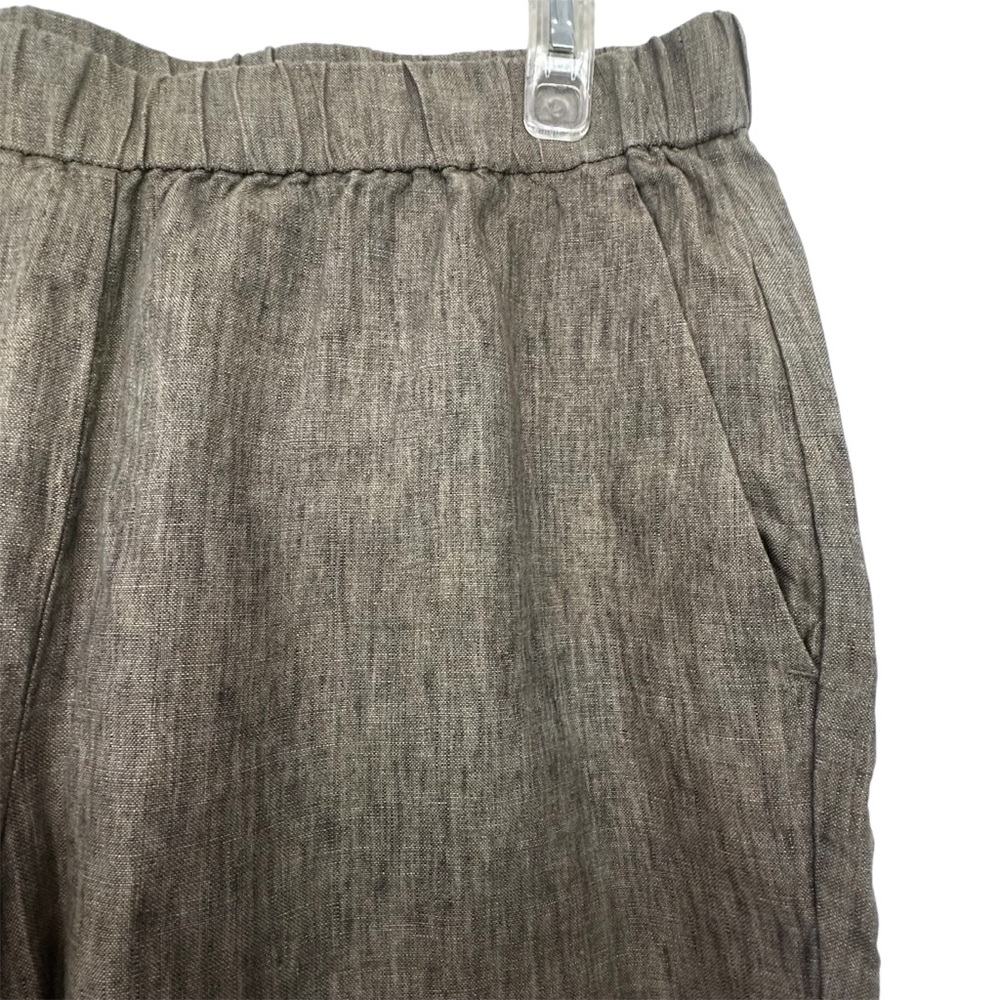 Eileen Fisher Washed Organic Linen Delave Lantern Pant Tarragon Green Small EUC - Picture 8 of 9